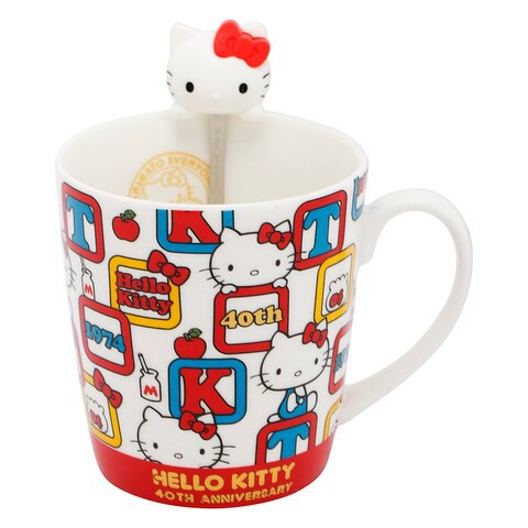 Hello Kitty 40th Anniversary Mug with Stirrer, White, 420 ml