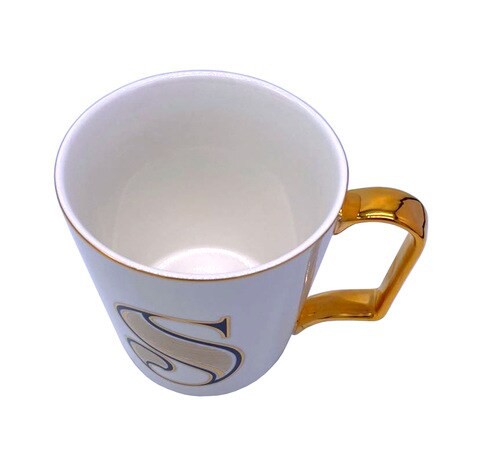 H&amp;L Zakka - Simple &amp; Elegant Ceramic Letter Cup (S) with Gold Handle