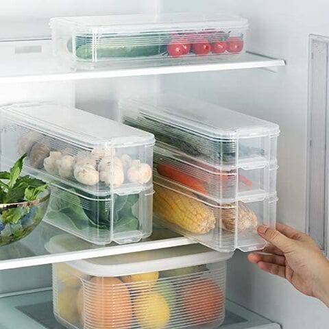 Adjustable Storage Rack Refrigerator Partition Layer Organizer, Retractable Fridge Drawer Organizer, Refrigerator Storage Box (4pcs)