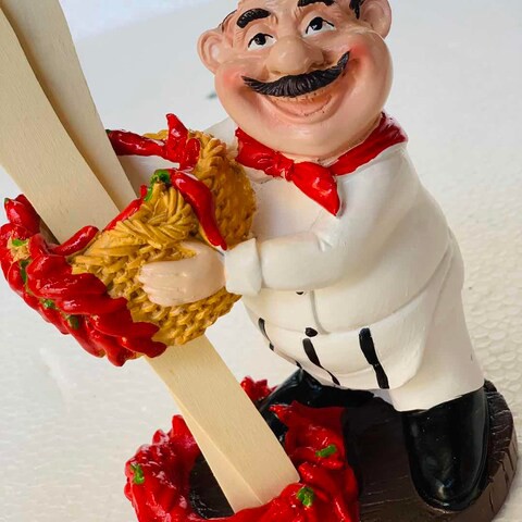 Ling Wei - Chef Figurines European Style Pasta Chef Model Mini Desktop Cook Chef Ornament Gift for Restaurant Cafe Shop