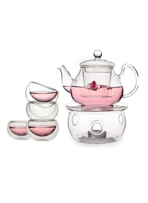 Goldedge - 8-Piece Tea Set With Burner Clear 50 Centimeter