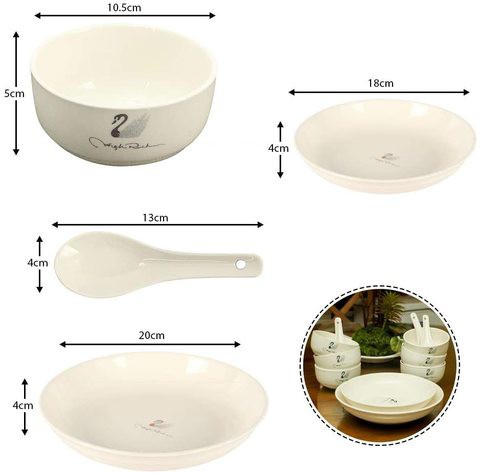 YATAI Ceramic Soup Bowl With Spoon Serving For 6