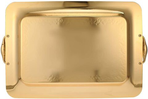 Almarjan 18/10 Stainless Steel Serving Tray Gold, Thrg2619/S/G822S Gold