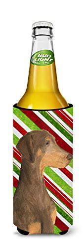 Caroline&#39;s Treasures Ss4548Muk Doberman Candy Cane Holiday Christmas Ultra Beverage Insulators For Slim Cans, Slim Can, Multicolor