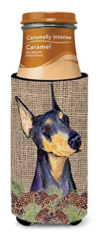 Caroline&#39;s Treasures Ss4085Muk Doberman On Faux Burlap With Pine Cones Ultra Beverage Insulators For Slim Cans, Slim Can, Multicolor