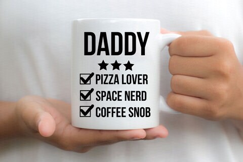 Daddy Pizza Lover Printed Ceramic Tea and Coffee Mug 320ml   Coffee Mug   Tea Mug   Mug for Tea   Mug for Coffee   Mug for Gifting   Ceramic Coffee Mug   Printed Coffee Mug