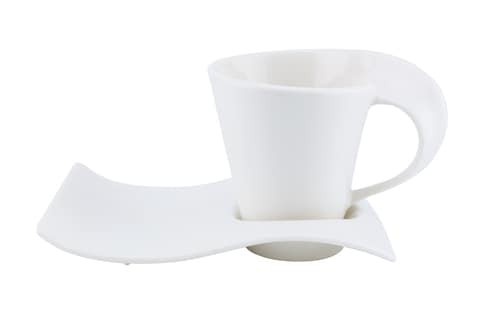 SHALLOW BONE CHINA CUPS AND SAUCERS SET