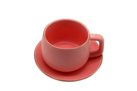 H&amp;L Zakka - Simple Style Ceramig Cup &amp; Saucer Pink