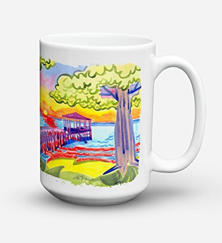 Caroline&#39;s Treasures 6060Cm15 Dock At The Pier Dishwasher Safe Microwavable Ceramic Coffee Mug 15 Ounce, 15 Ounce, Multicolor