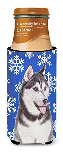 Caroline&#39;s Treasures Kj1175Muk Winter Snowflakes Holiday Alaskan Malamute Ultra Beverage Insulators For Slim Cans, Slim Can, Multicolor