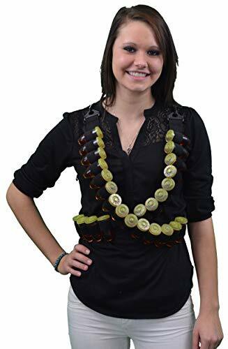 Fairly Odd Novelties Shot Ammo Bandolier w/ 28 Bullet Shaped Plastic Glasses with Lids Perfect Party Novelty Gift, Black