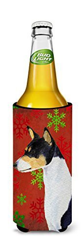 Caroline&#39;s Treasures Ss4721Muk Basenji Red And Green Snowflakes Holiday Christmas Ultra Beverage Insulators For Slim Cans, Slim Can, Multicolor