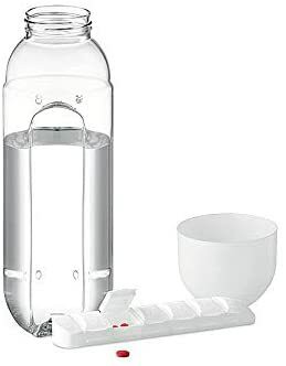 Generic 2-In-1 Tritan Plastic Water Bottle 600ml With Built-In Daily Pill Box Organizer (White/ 6.5X23CM)