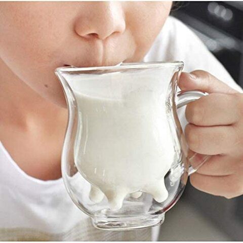 Binoster Double Layer Clear Glass Milk Cup,Hh-69