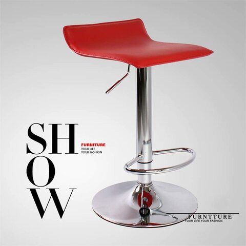 Alrm Adjustable Swivel Barstools, Pu Leather With Chrome Base, Pub Counter Chair (D-Red)