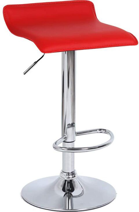 Suio Adjustable Swivel Bar Stool, Pu Leather With Chrome Base, Pub Counter Chair (B-Red)