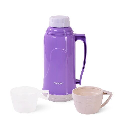 Fissman Vacuum Flask 1000 ml Violet - Plastic Case With Glass Liner