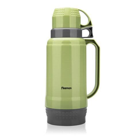 Fissman Vacuum Bottle 1800ml, Green Color (Plastic Frame With Glass Liner)