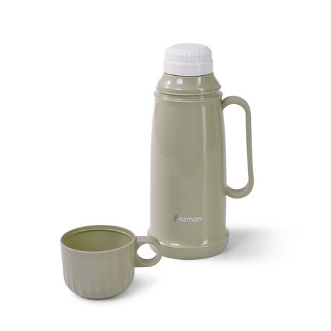 Fissman Vacuum Flask 450 ml Olive - Plastic Case With Glass Liner