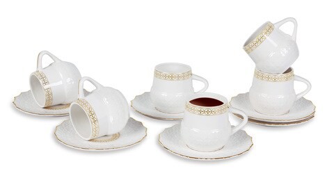 &quot;Shallow&quot; 12Pcs Coffee Cup &amp; Saucer Set 90ml RHF-90C