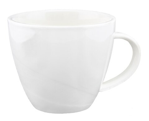 Shallow Bone China Tiffany Cup and Saucer Set, White, 220 ml, JX113-C002-02