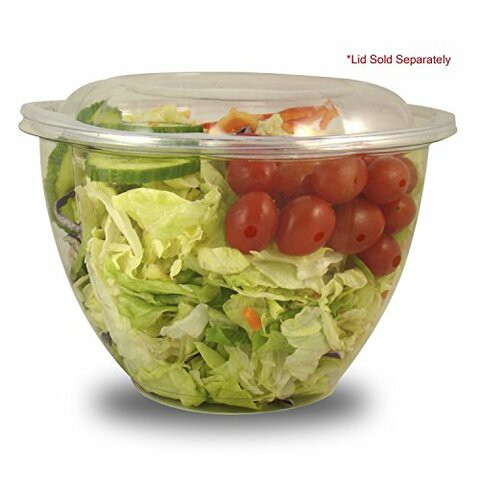 Jaya 100% Compostable Clear PLA Salad Bowl, 48-Ounce, 300-Count Case