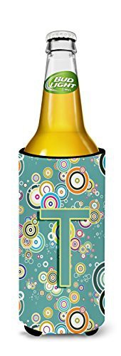 Caroline&#39;s Treasures Cj2015-Tmuk Letter T Circle Circle Teal Initial Alphabet Ultra Beverage Insulators For Slim Cans, Slim Can, Multicolor