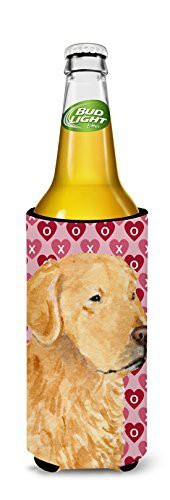 Caroline&#39;s Treasures Ss4476Muk Golden Retriever Hearts Love Valentine&#39;s Day Ultra Beverage Insulators For Slim Cans, Slim Can, Multicolor