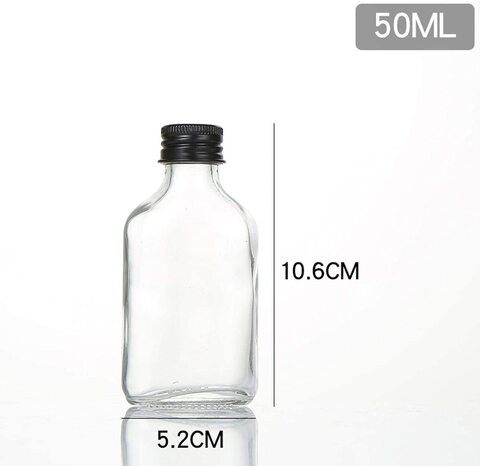 FUFU 12pcs empty juice bottle glass milk beverage bottle coffee bottleKombucha bottle whiskey bottle coffee bottle vodka bottle party drink shop coffee shop (50ML, black lid)