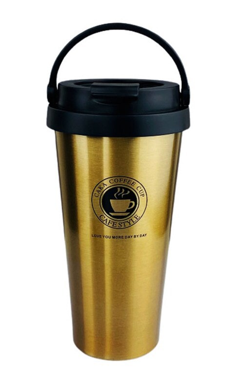 Thermal Cup Stainless Steel, Vacuum Insulated Travel Tumbler, Durable Insulated Coffee Mug, Thermal Cup with Double Partition SEALING Ring- 450ml (GOLD)