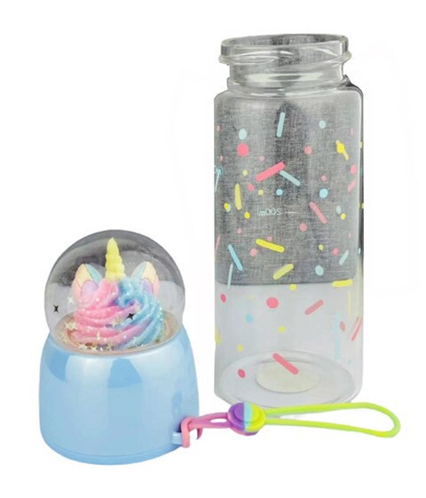 Unicorn Glass Water Bottle Blue 480ml