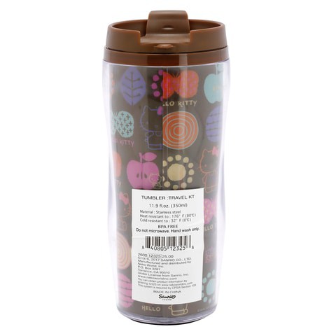 Hello Kitty Stainless Steel Tumbler, Travel Mug, Multilogo, Brown 350 ml