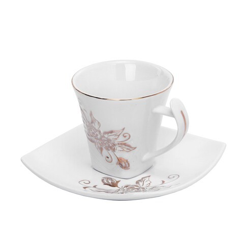 Royalford New Bone China 12Pcs Suare Cup&amp;Saucer