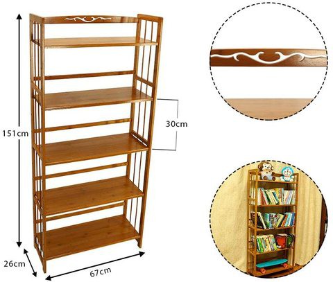 YATAI 5-Tier Bamboo Wood Bookshelf Cabinet