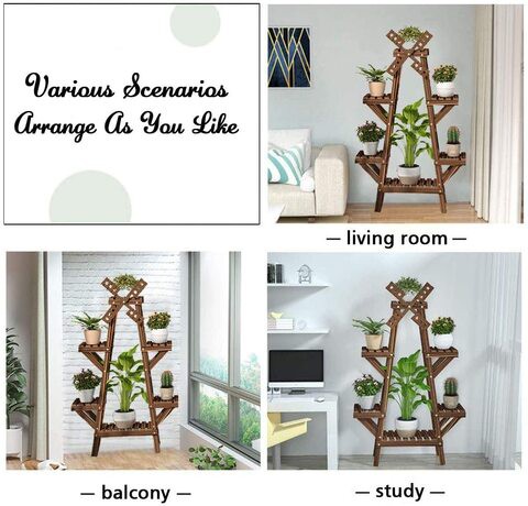 LINGWEI Wooden Made Anticorrosive Multifunctional Flower Stand Multilayer stand Pest control Wooden Shelf Rack Holder Planter Pots