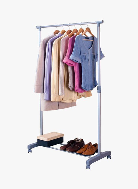 Rolling Garment And Shoe Rack Silver 88x43x97centimeter