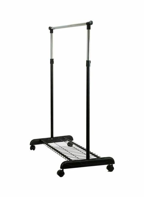 Generic Steel Single Bar Hanger With Shoe Rack Black/Silver 83X43X93.5Centimeter