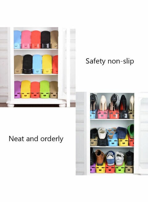 Generic 8-Piece Double Layer Shoes Storage Rack Multicolour 30Centimeter