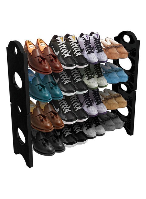 Generic 4 Layer Stackable Shoe Rack Black/Silver