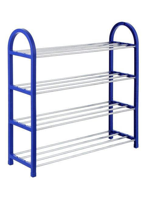 Generic 4-Tier Shoe Rack Blue/Silver 58X18X5Centimeter