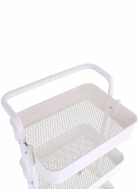 3-Tier Rolling Shelves Metal Cart Organizer White 87X37X45centimeter