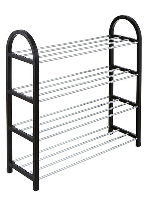 Generic 4-Tier Shoe Tower Rack Black/Silver 58X5X18cm