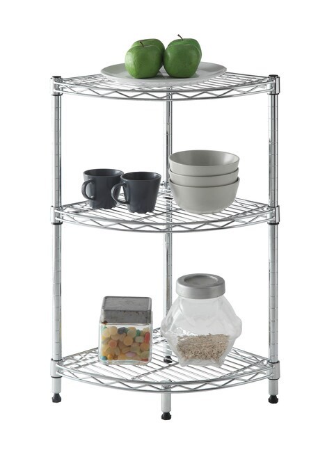 Cameltough - Corner Wire Rack 3 Shelf Chrome - 35 x 70 x 35 cm - HTC-WR610