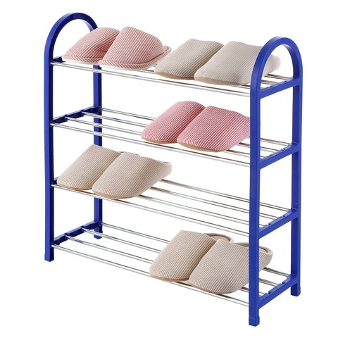 Generic-4-Tier Shoe Rack Shoes Tower Storage Organizer Shelf Cabinet for Home &amp; Office Easy to Assemble Blue