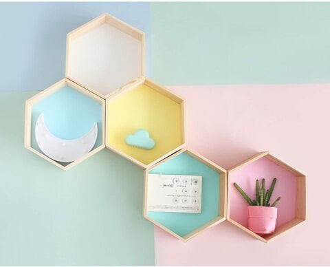 Generic Home Decor, Hexagon Shelf, Pink