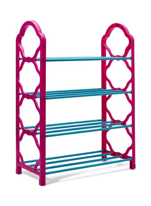 Generic 4-Layer Stackable Shoe Rack Pink/Blue 55X50X7.9cm