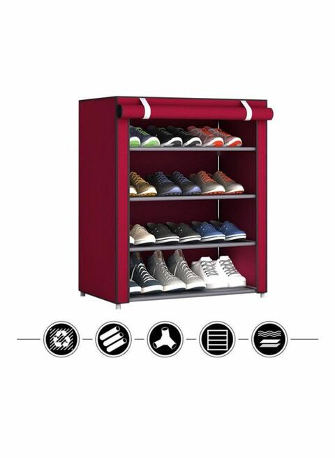 Generic Five-Layered Shoe Rack Jujube Red 57X15X7Centimeter