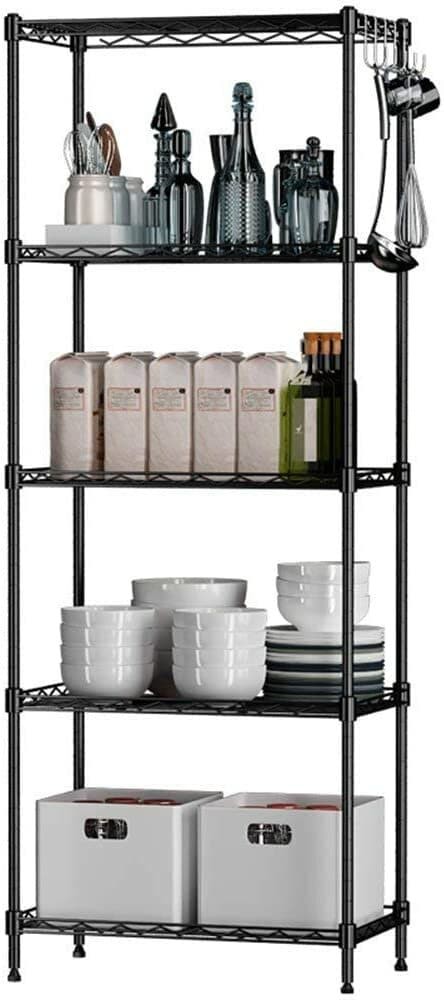 Mumoo Bear 5-Tier Wire Shelving Bathroom Storage 5 Shelves Unit Metal Kitchen Storage Rack