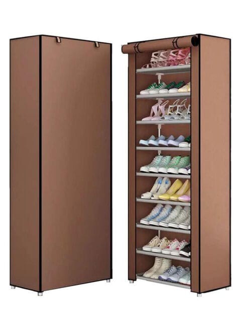 Generic 9-Tiers Shoe Cabinet Rack Brown 60*30*160cm