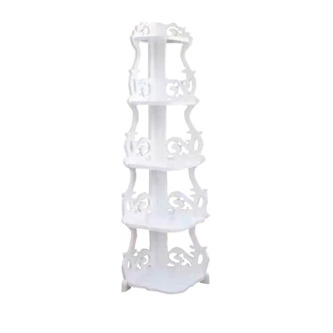 LINGWEI 5-Floor Corner Shelf，Wooden Bookshelf Flower Rack Home Bedroom Office Wall Corner Stand White Open Display Shelf